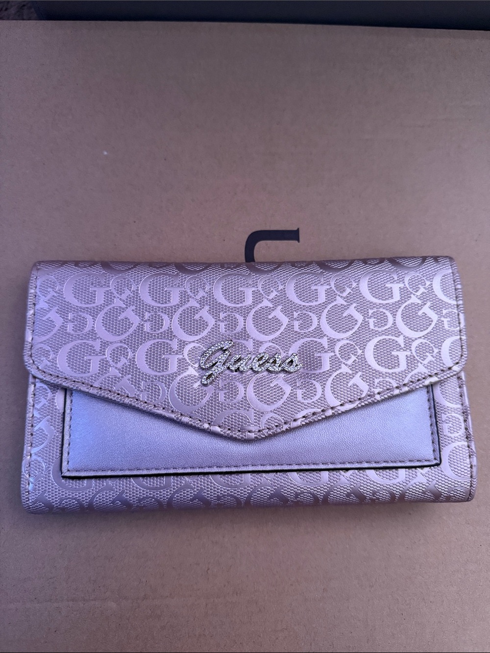 Guess Metallic Blush Logo Envelope Wallet